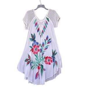 Exist Floral Paint White Sundress Women’s One Size Flowy Flattering A-Line Madi